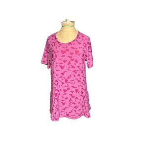 Logo Lori Goldstein Pink Distressed Tee Pockets Tunic Size Small